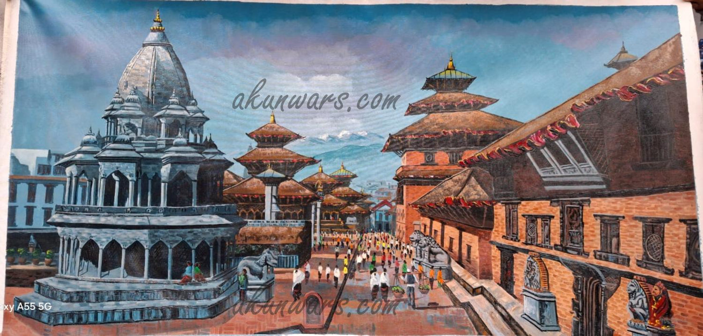 Arcylic /Oil painting 3FT by 5FT of Patan Durbar Square Nepal.